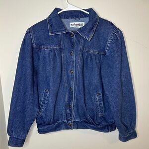 1980s Vtg Denim Bomber Jacket Mens size Medium
